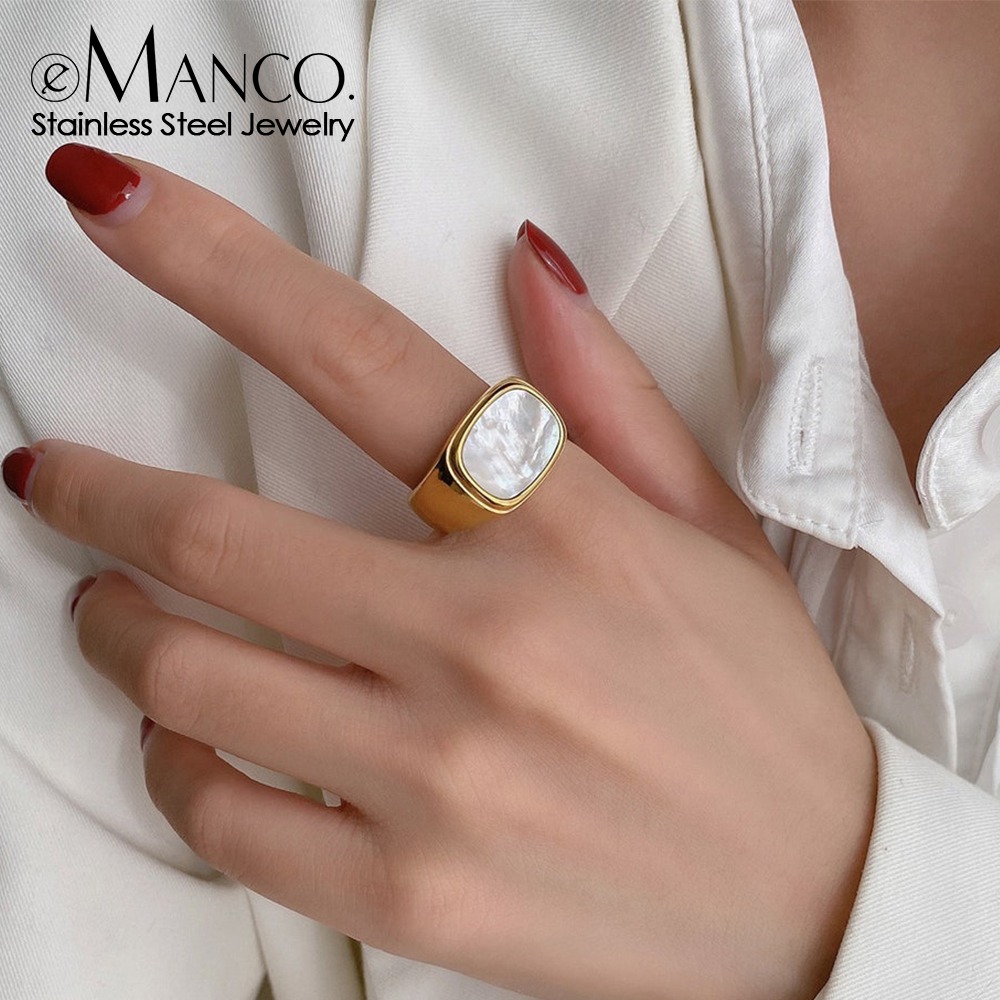 Vintage Fashion Outlet - eManco Vintage Chunky Square Shell Rings