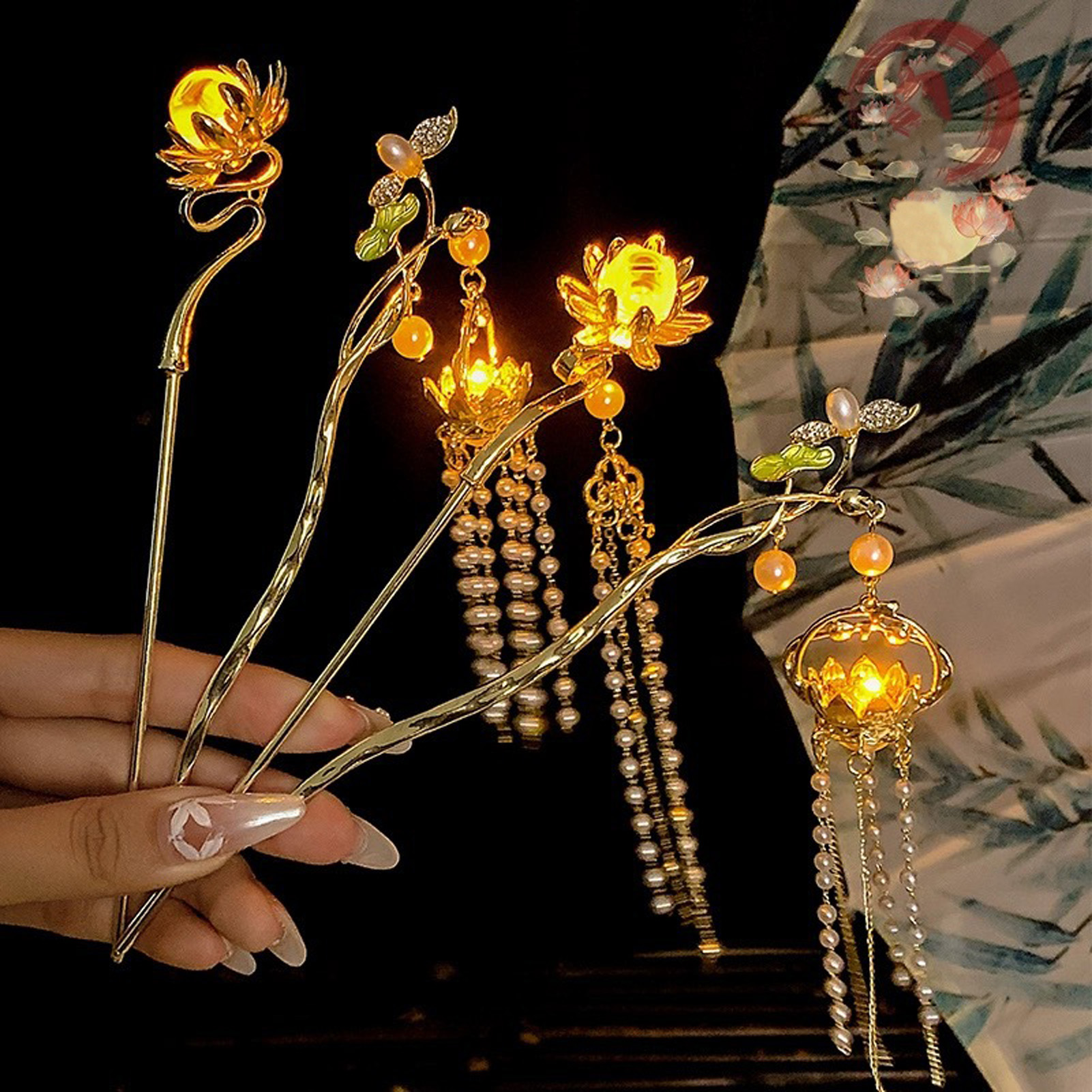 Vintage Fashion In Chinese - Luminous Flower Hairpin For Women Creative