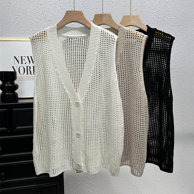 Crochet Top Boho - Button Down Crochet Vest for Women