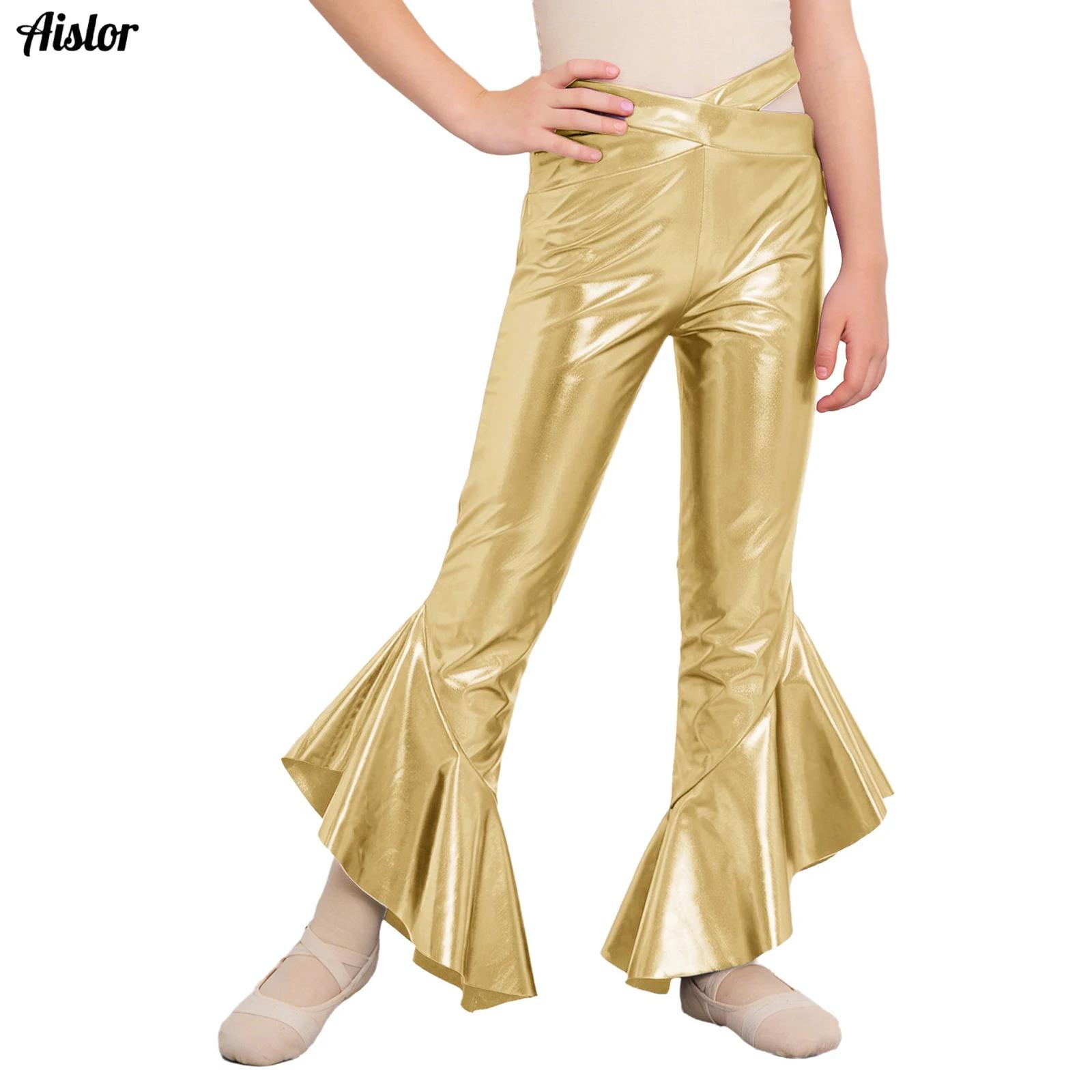 Kids Girls Shiny Metallic Flar - Wide Leg Trouser 70S ulasan dan harga