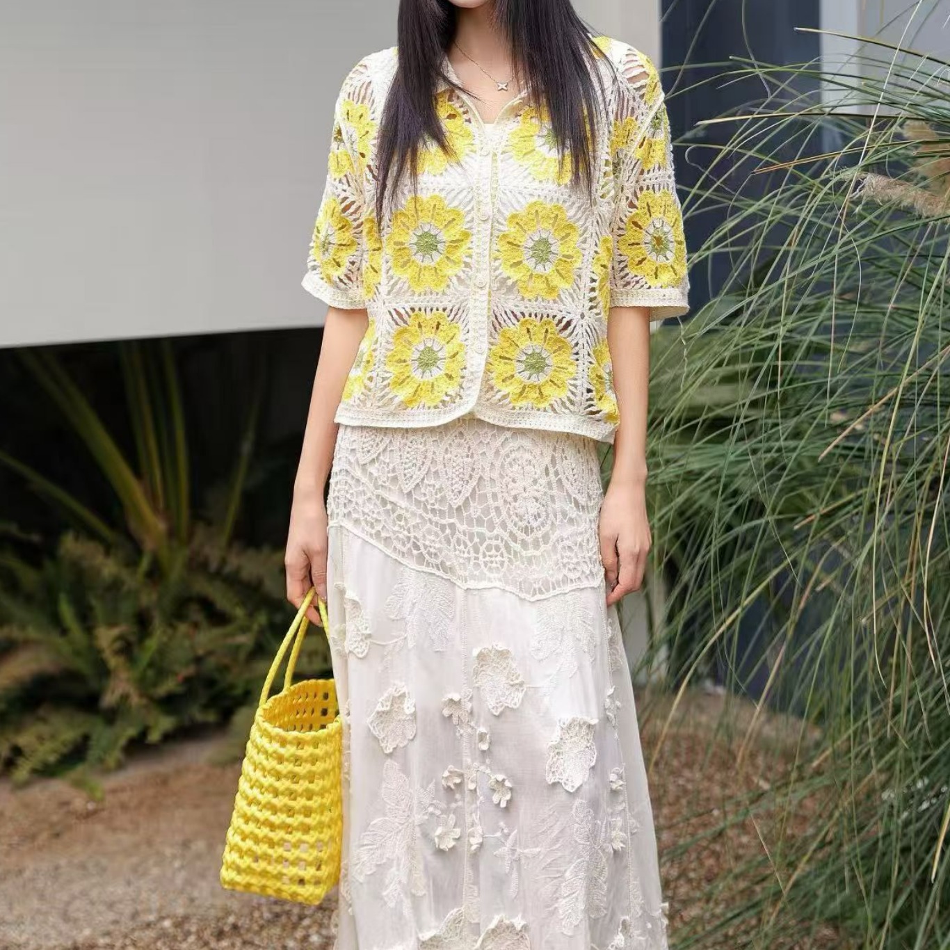 Granny Square Crochet Knit Pol - Crochet Top Boho ulasan dan harga