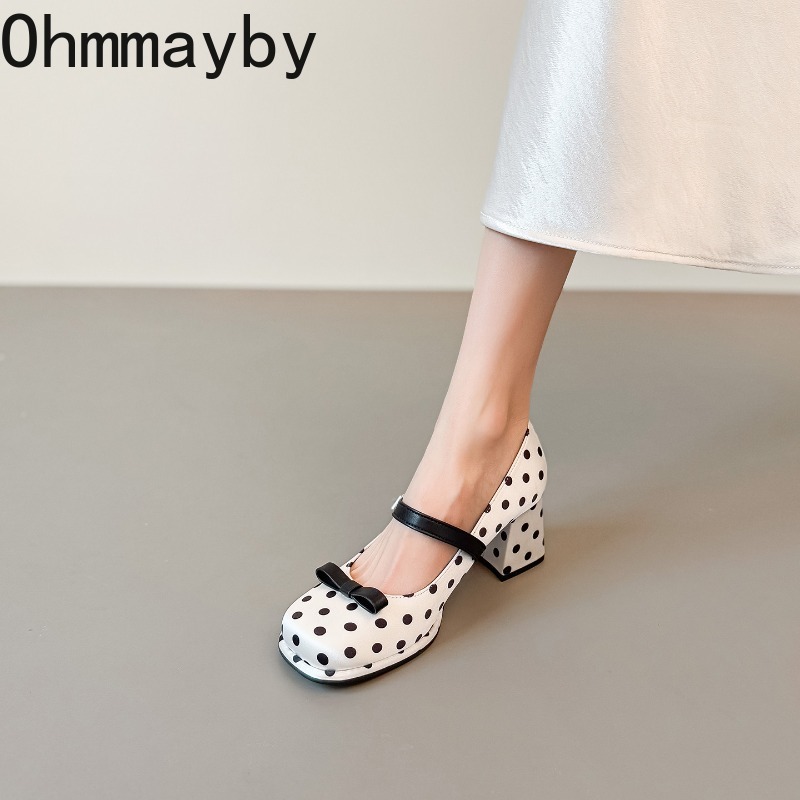 Vintage Thick Heel Polka Dot W - Vintage Fashion Wear ulasan dan harga