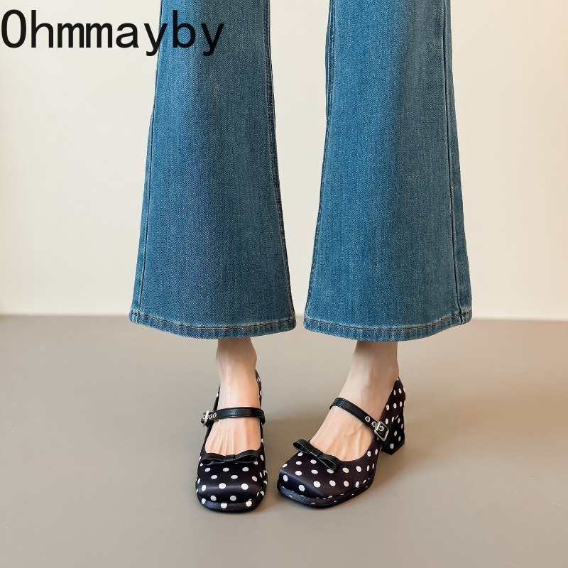 Vintage Thick Heel Polka Dot W - Vintage Fashion Wear ulasan dan harga