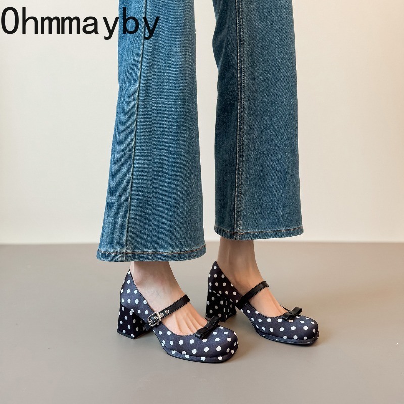 Vintage Thick Heel Polka Dot W - Vintage Fashion Wear ulasan dan harga