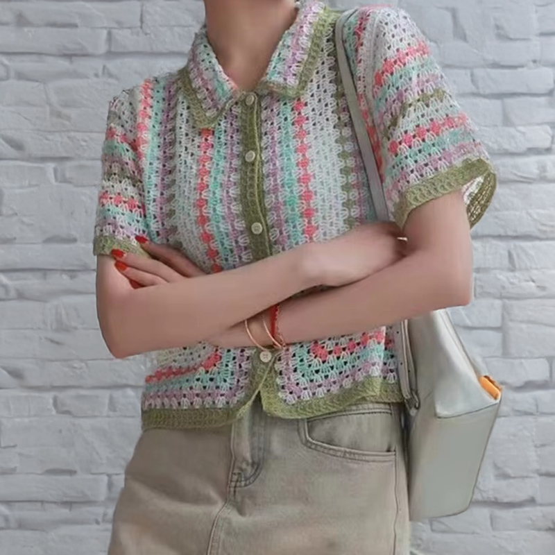 Button Up Crochet Shirt for Wo - Crochet Top Boho ulasan dan harga