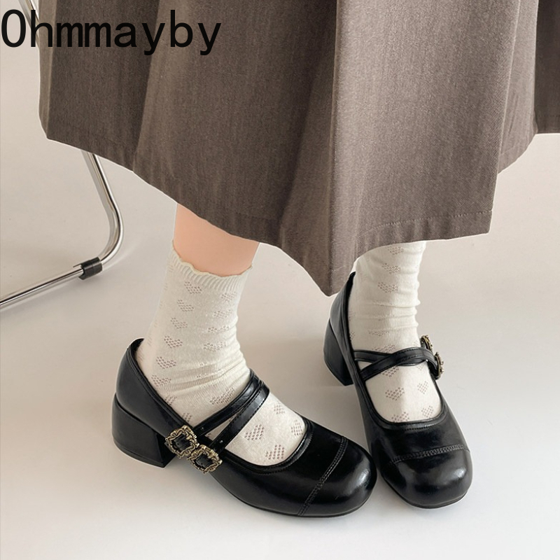 Vintage Thick Heel Women Mary  - Vintage Fashion Online ulasan dan harga