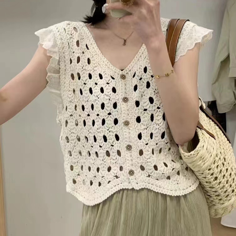 Ruffle Trim Crochet Vest Top B - Crochet Top Boho ulasan dan harga