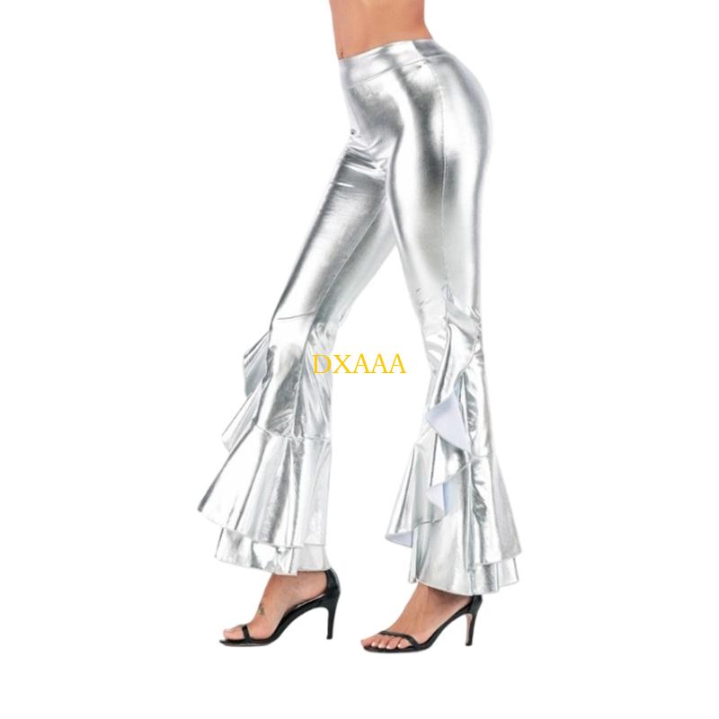 DXAA Women Glossy Metallic Fla - Wide Leg Trouser 70S ulasan dan harga