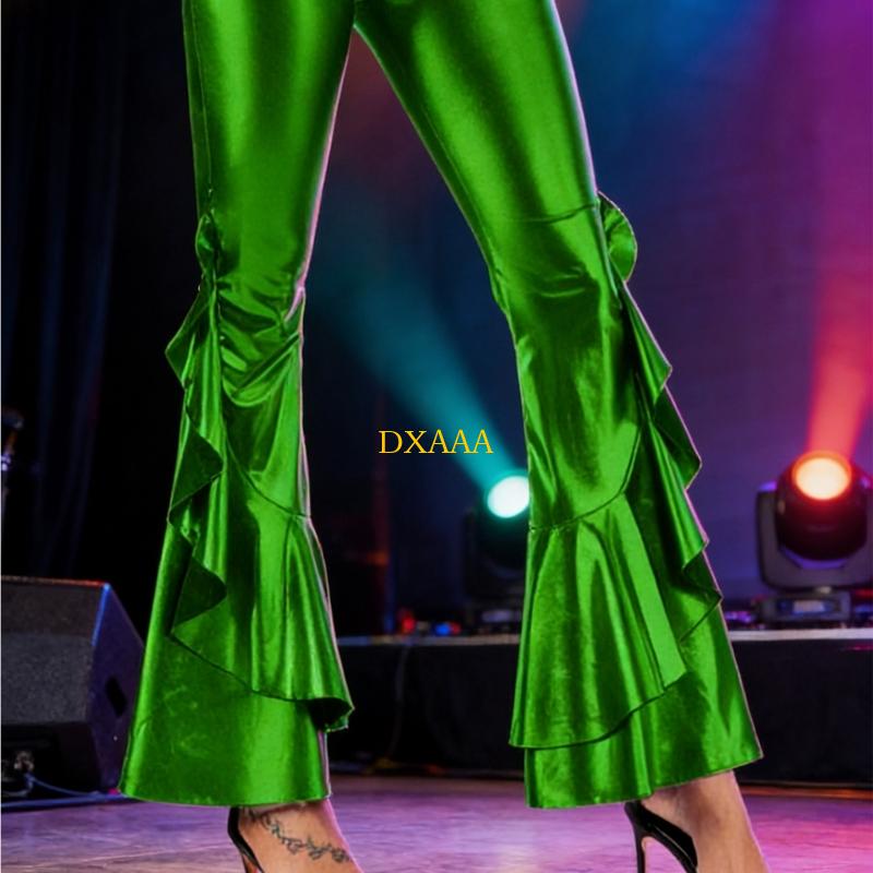 DXAA Women Glossy Metallic Fla - Wide Leg Trouser 70S ulasan dan harga