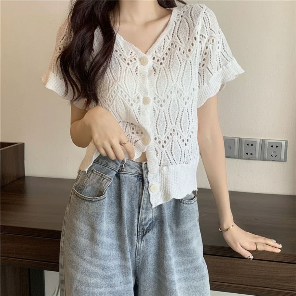 Fashion V-Neck Crochet Top Ope - Crochet Top Boho ulasan dan harga