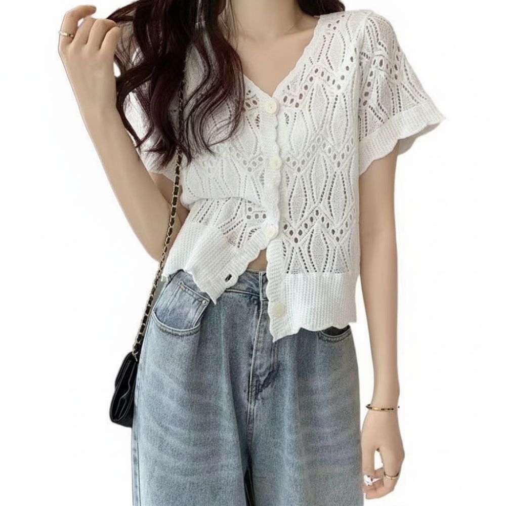 Fashion V-Neck Crochet Top Ope - Crochet Top Boho ulasan dan harga