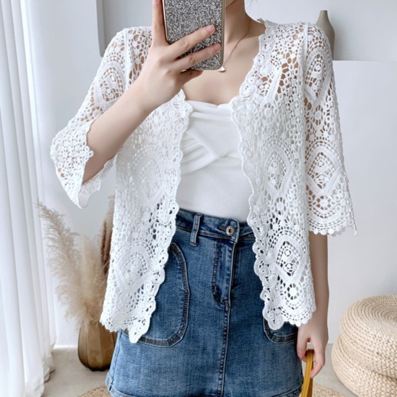 Open Front Crochet Knitted Car - Crochet Top Boho ulasan dan harga