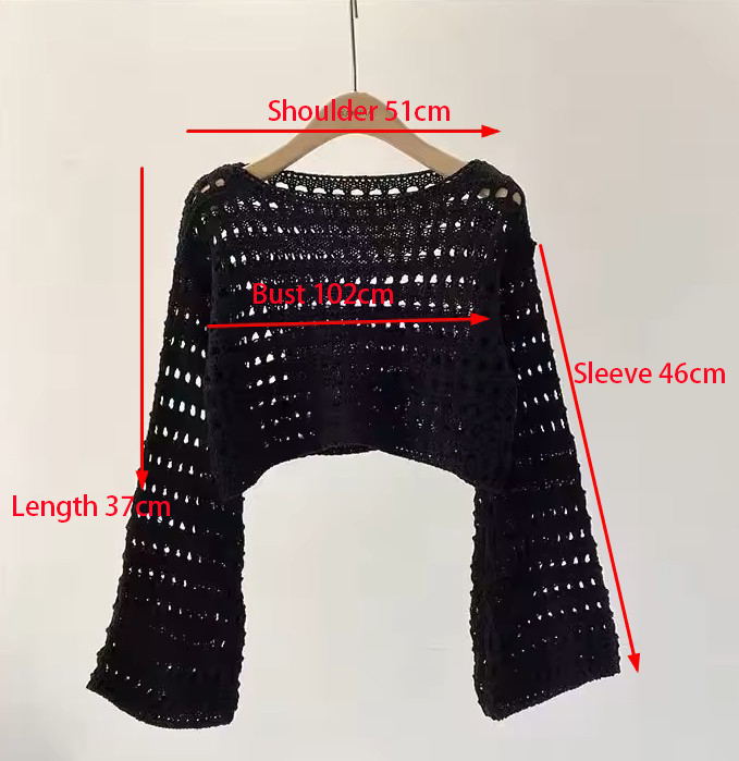 Long Sleeve Crochet Knit Top S - Crochet Top Boho ulasan dan harga