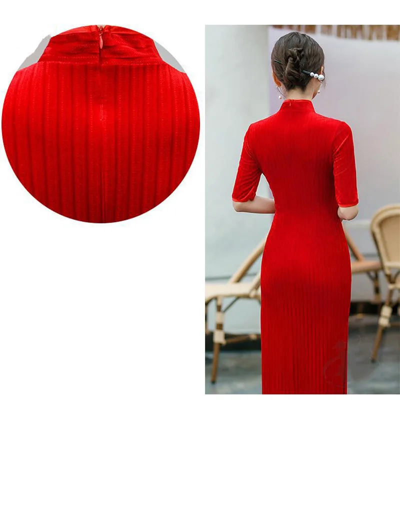 8 Colors Women Velvet Cheongsa - Vintage Fashion Show ulasan dan harga