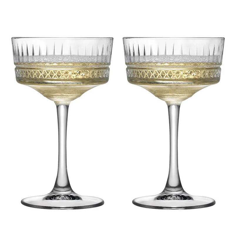 2 Pcs Carved Martini Glasses C - Vintage Fashion Eu ulasan dan harga