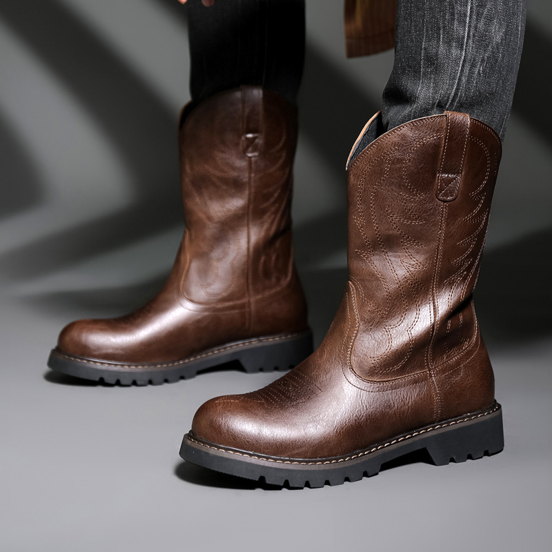 Fashion Mens Cowboy Boots New  - Vintage Fashion Online ulasan dan harga