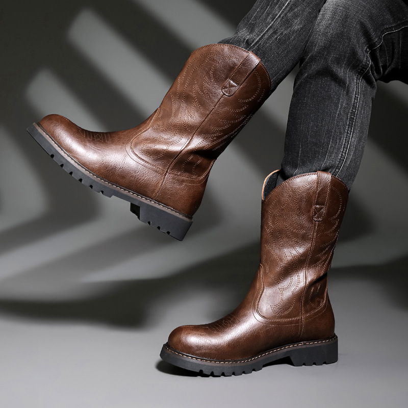 Fashion Mens Cowboy Boots New  - Vintage Fashion Online ulasan dan harga