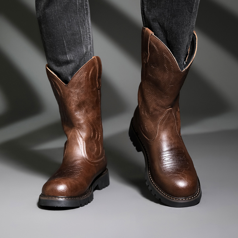 Fashion Mens Cowboy Boots New  - Vintage Fashion Online ulasan dan harga
