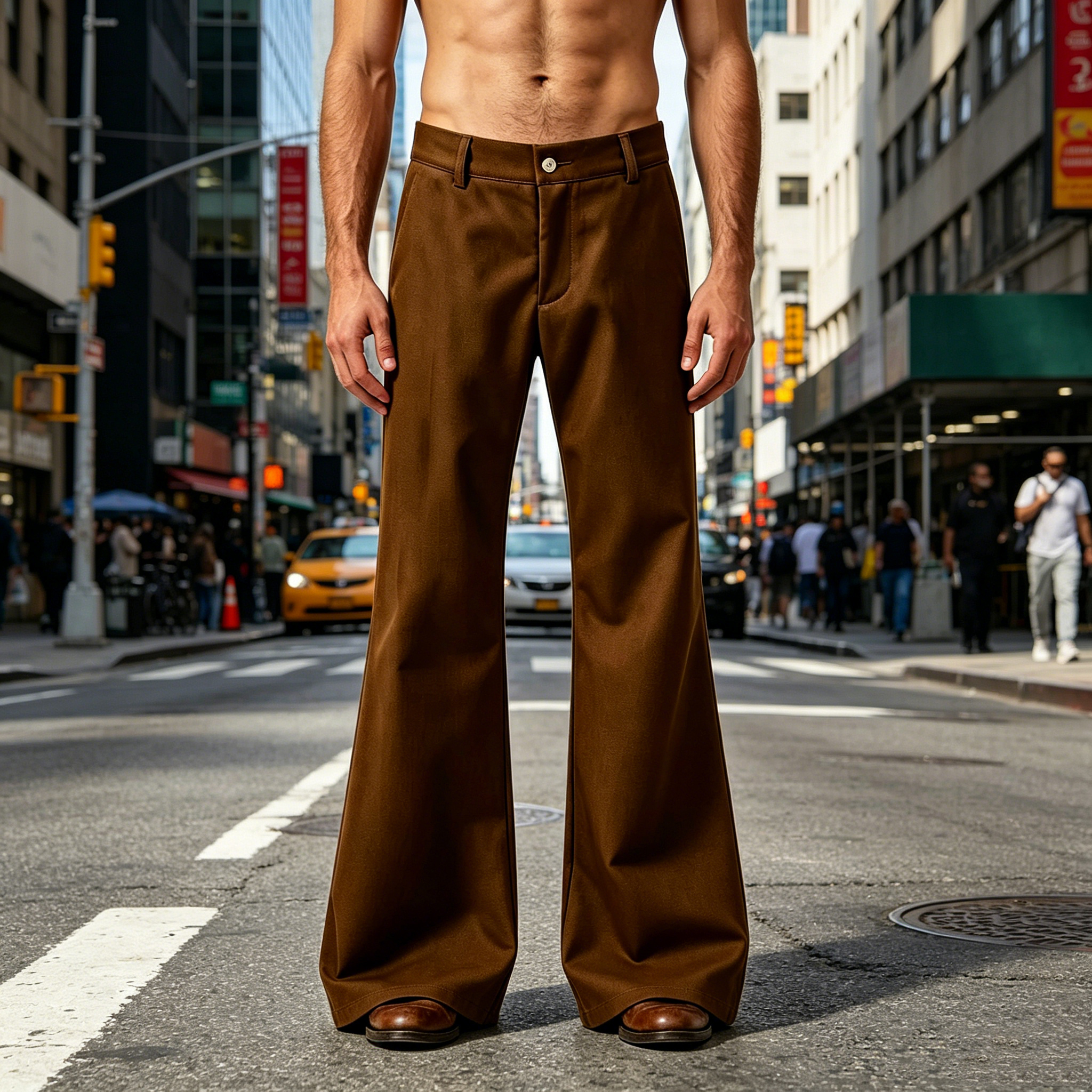 Men's Flare Pants 70s Retro Hi - Wide Leg Trouser 70S ulasan dan harga