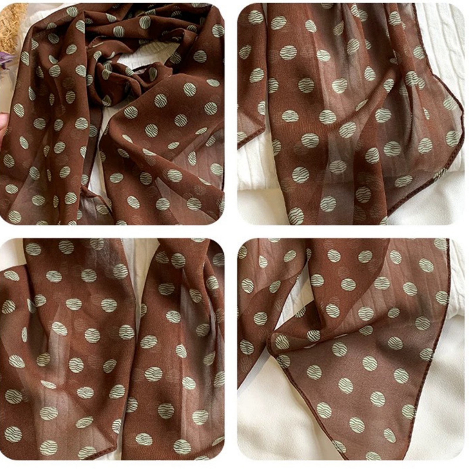 Vintage Polka Dot Chiffon Scar - Vintage Fashion Wear ulasan dan harga