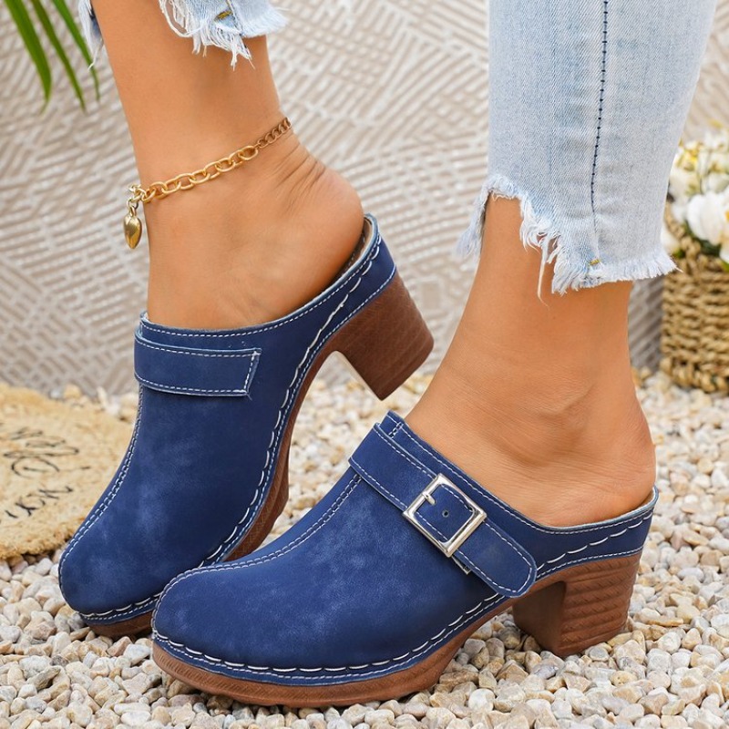 Women's Slip-On Mules Block He - Vintage Fashion Online ulasan dan harga
