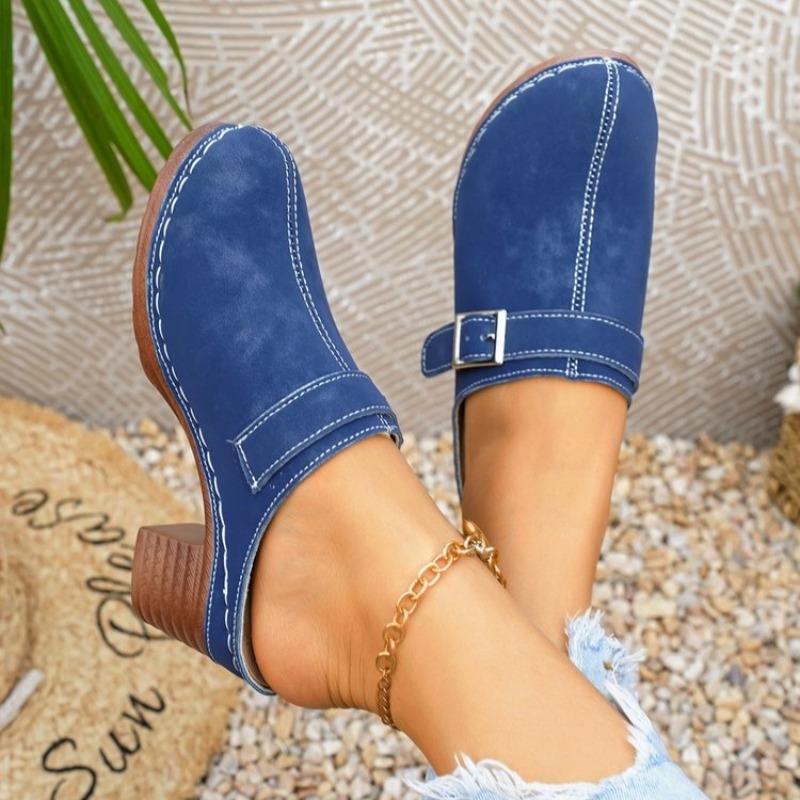 Women's Slip-On Mules Block He - Vintage Fashion Online ulasan dan harga
