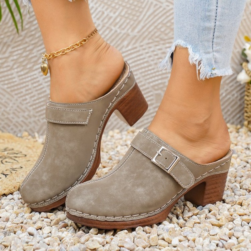Women's Slip-On Mules Block He - Vintage Fashion Online ulasan dan harga