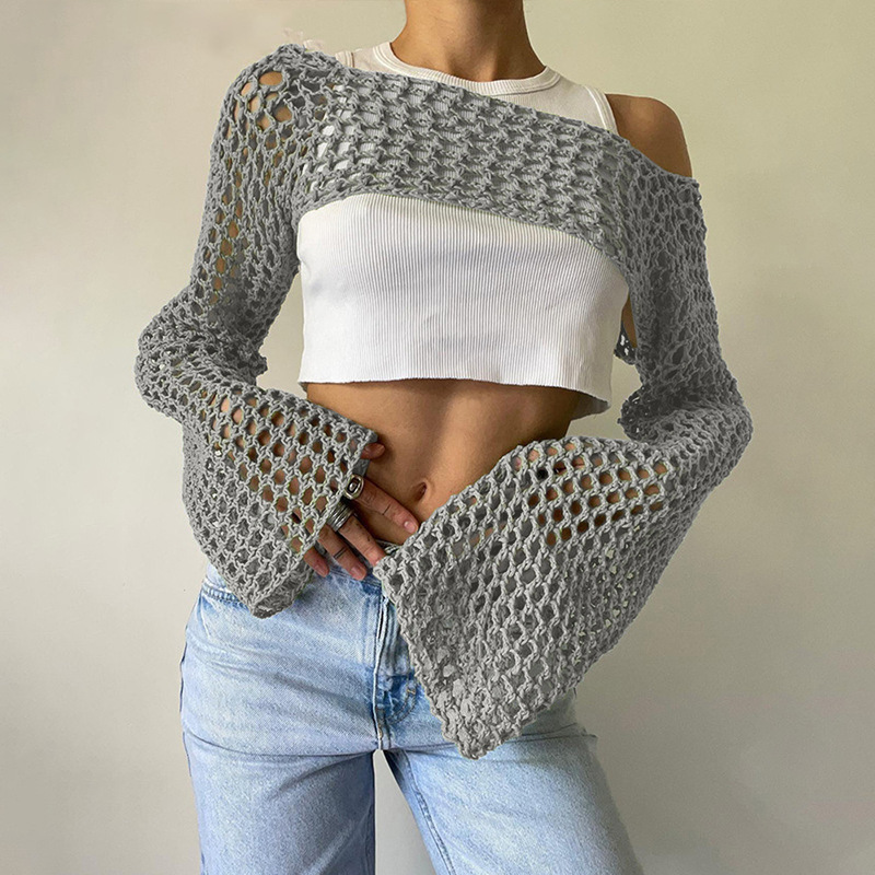 Long Sleeve Crochet Crop Top S - Crochet Top Boho ulasan dan harga