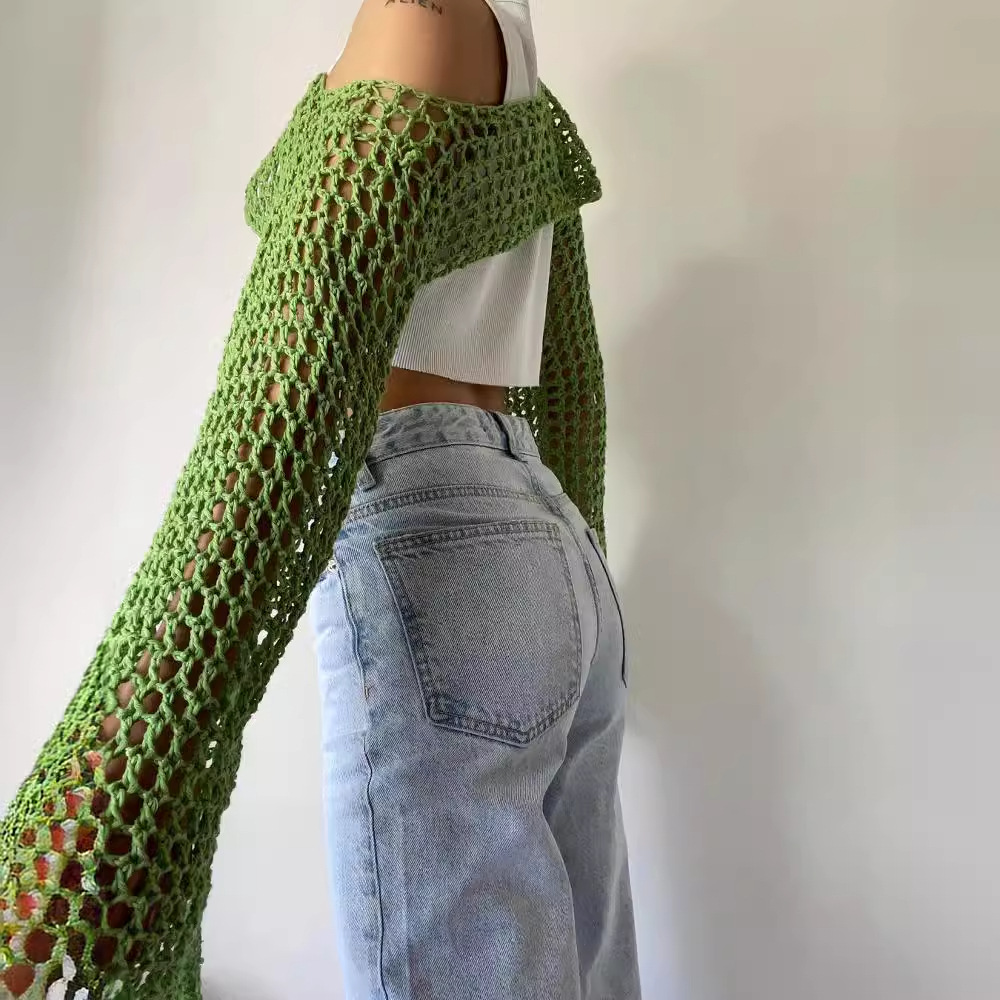 Long Sleeve Crochet Crop Top S - Crochet Top Boho ulasan dan harga