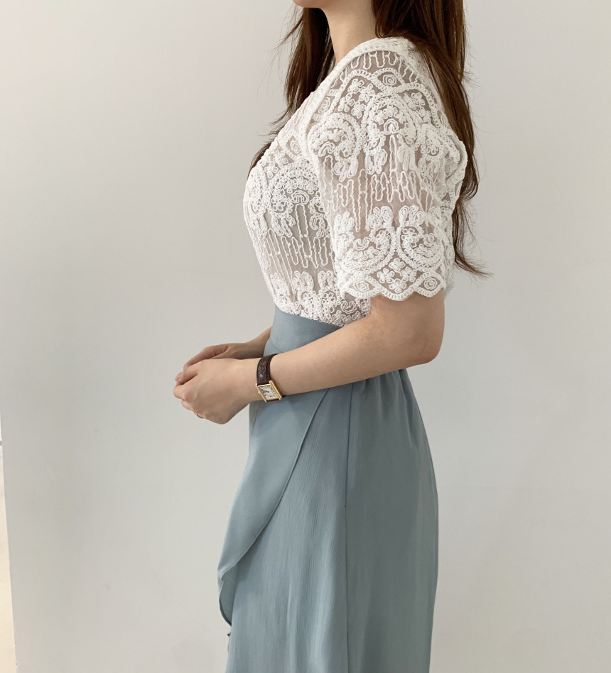 Sheer Embroidery Lace Blouse C - Crochet Top Boho ulasan dan harga