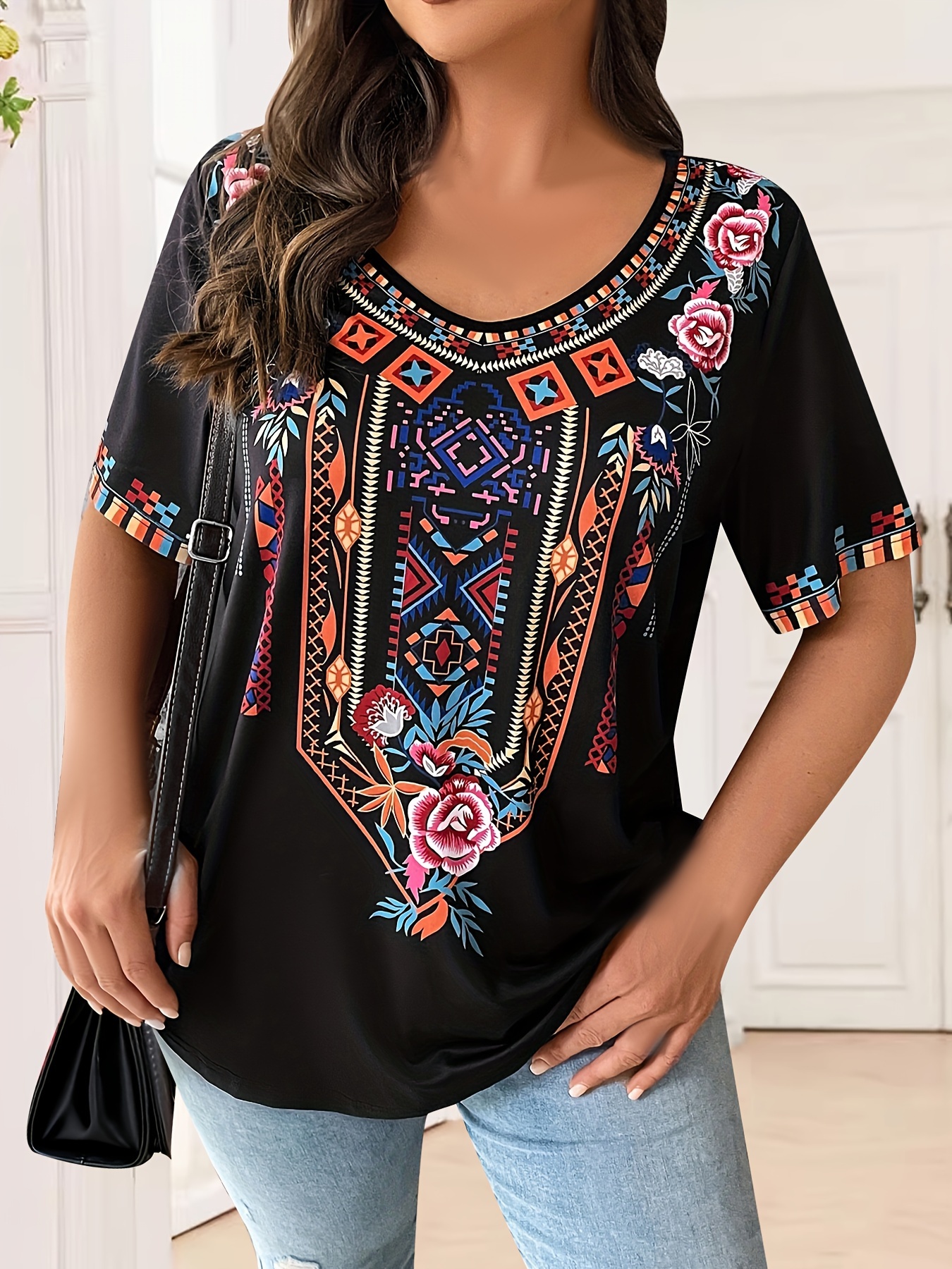 Plus Size Women's T-Shirt Boho - Crochet Top Boho ulasan dan harga
