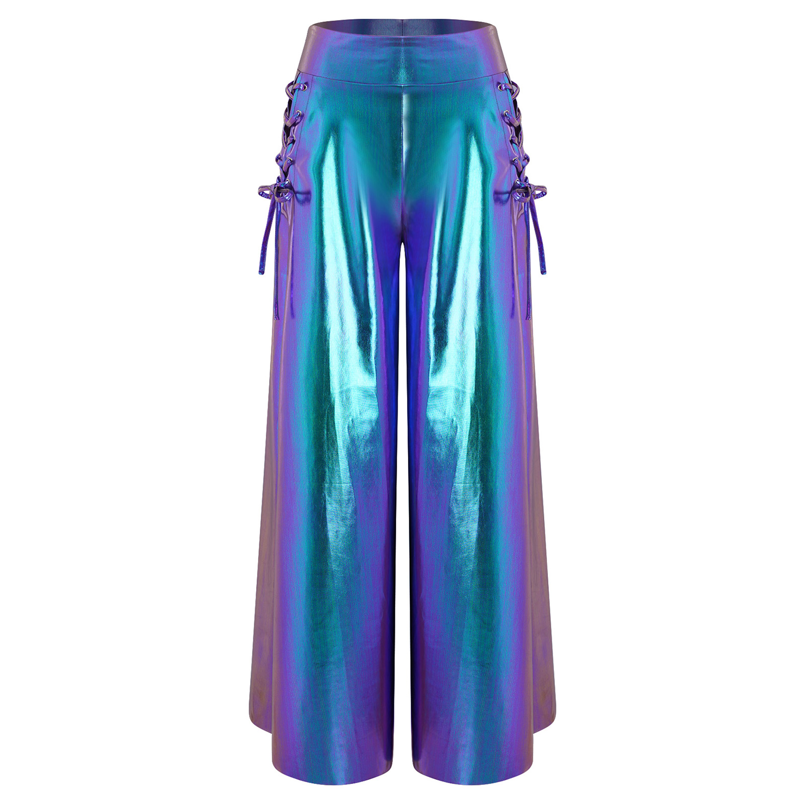 Women Fashion Metallic Shiny P - Wide Leg Trouser 70S ulasan dan harga