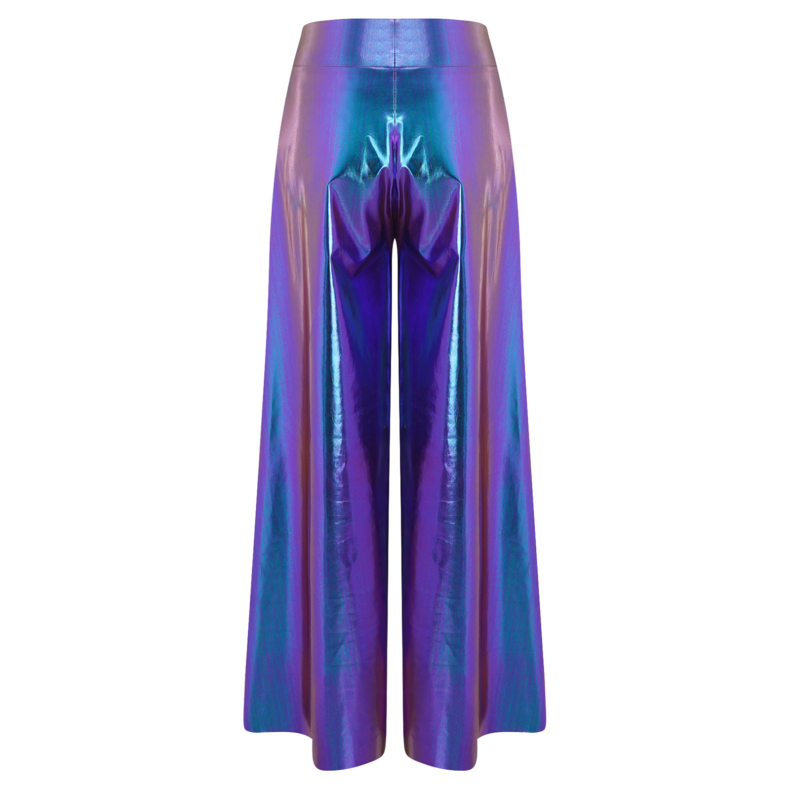 Women Fashion Metallic Shiny P - Wide Leg Trouser 70S ulasan dan harga