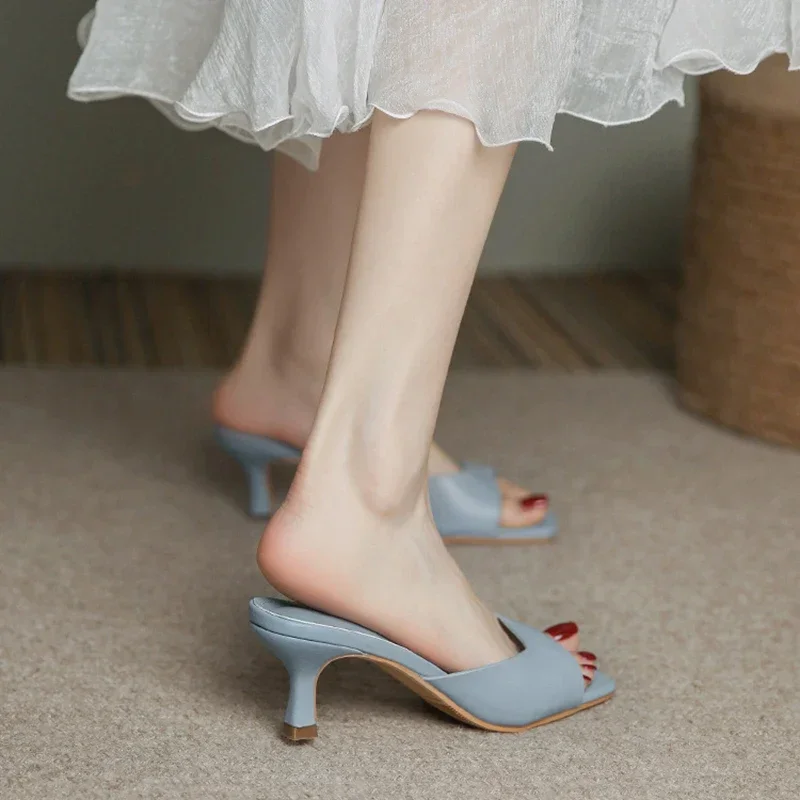Size 34-43 Women 6cm Heel Mule - Vintage Old Fashion ulasan dan harga